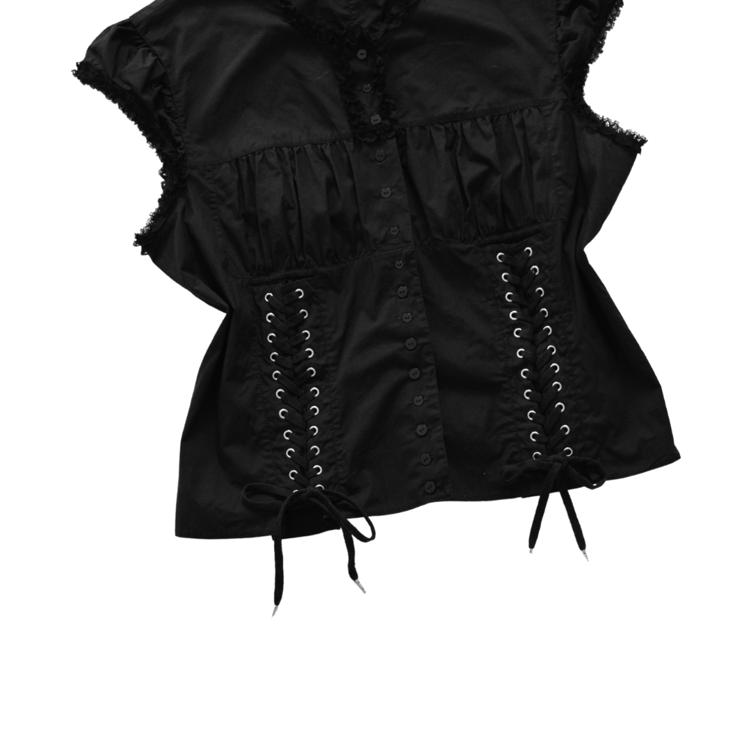 Blusa negra estilo corset