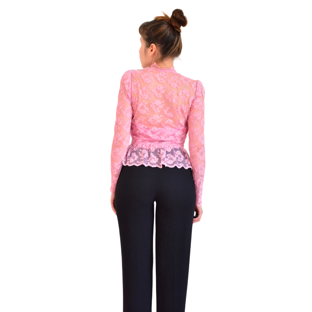 Blusa rosa de encaje
