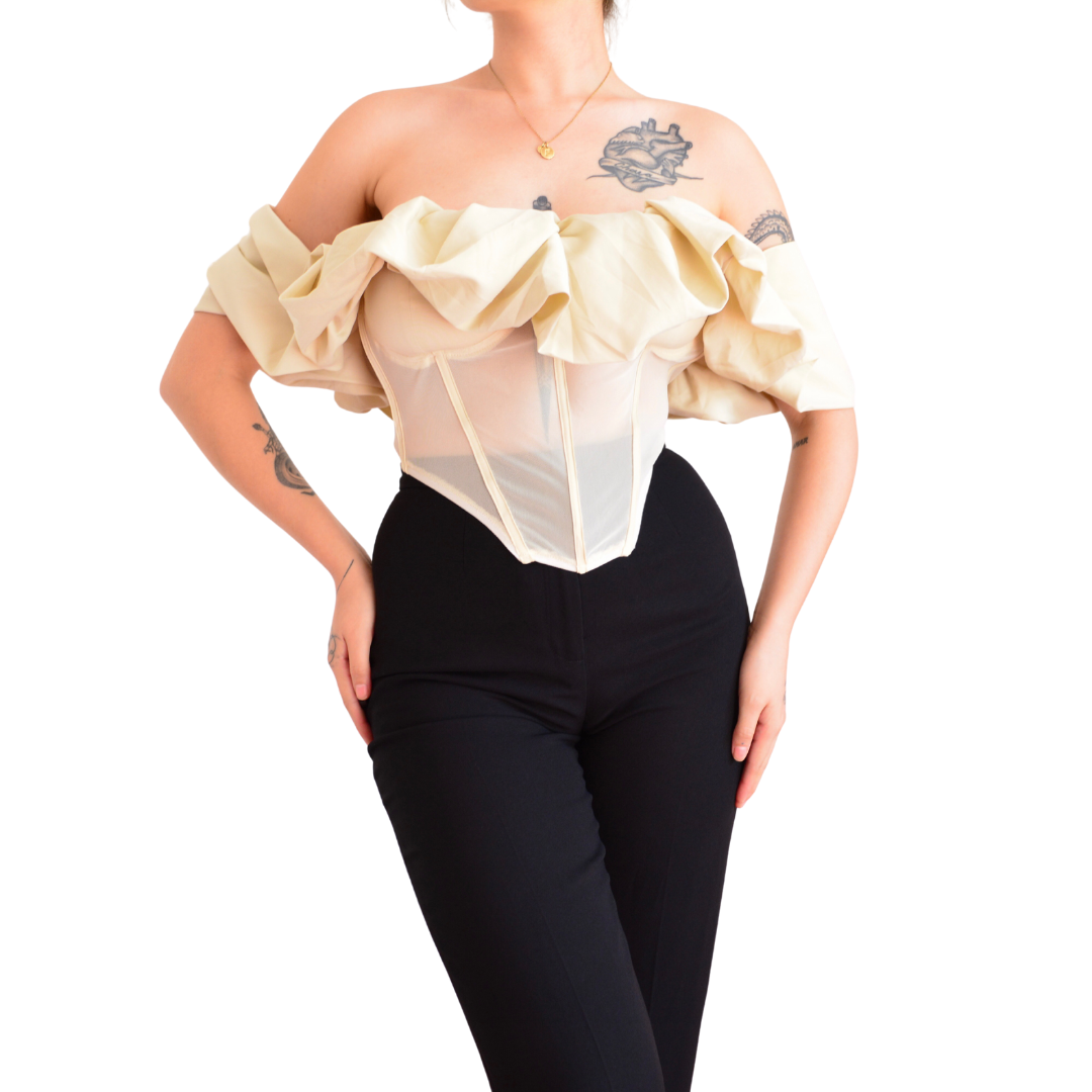 Corset mesh con pliegues