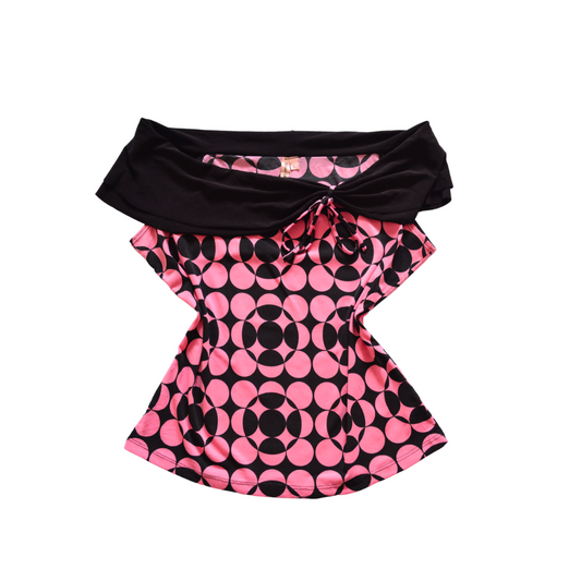 Blusa groovy rosa con negro