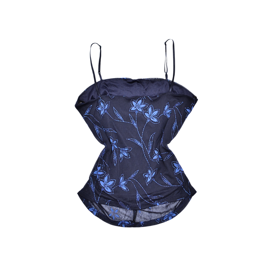 Blusa mesh con glitter floral