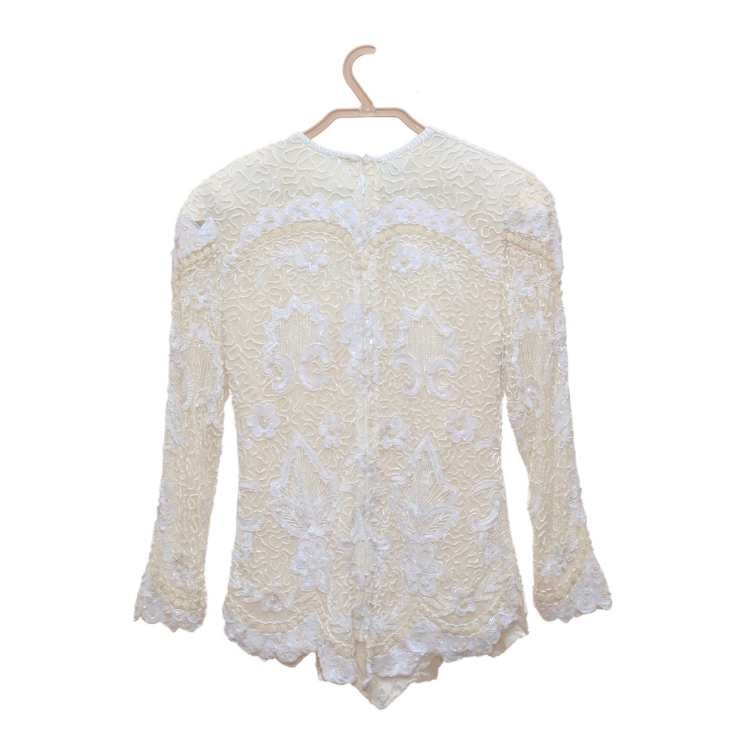 Blusa art deco vintage de seda y aplicaciones