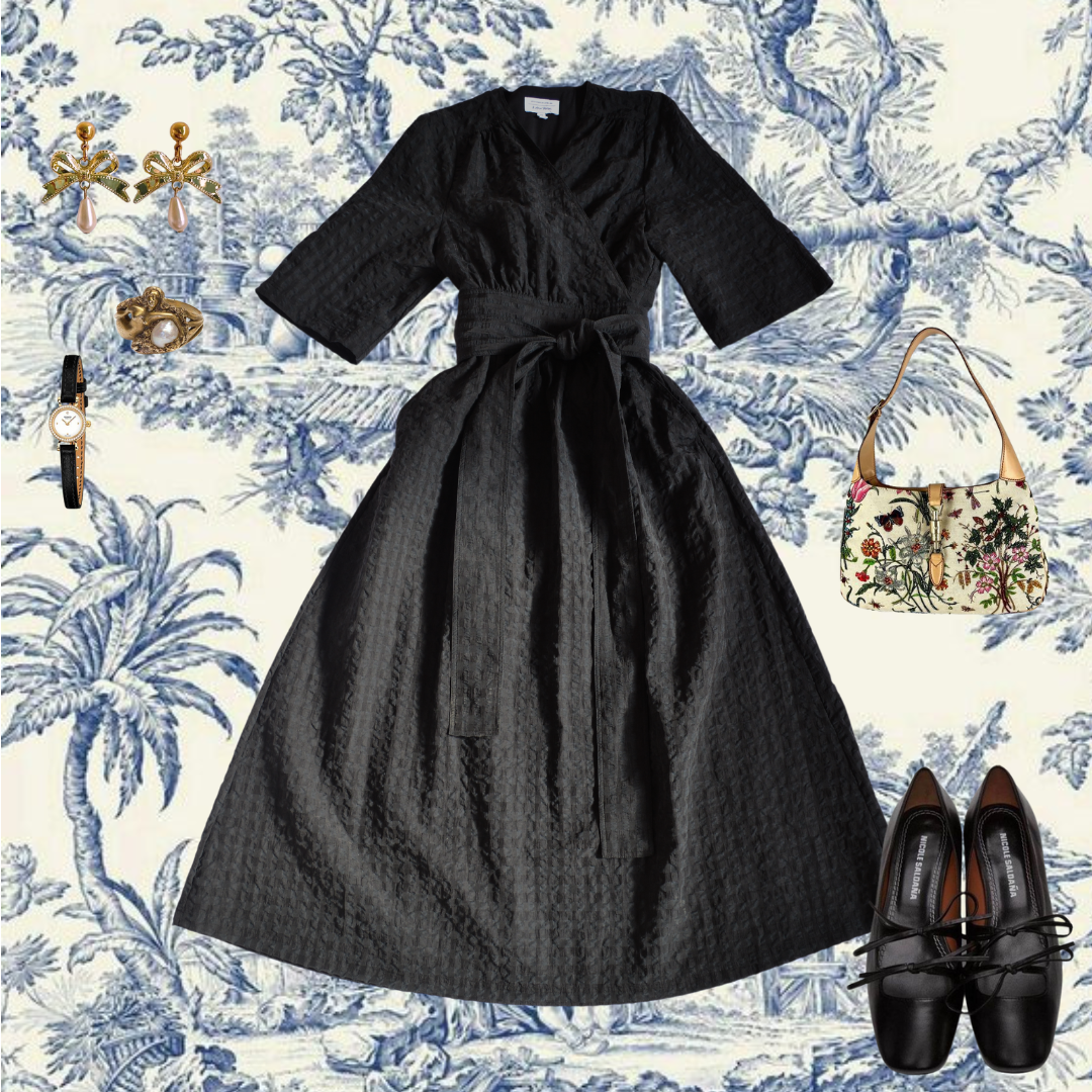 Vestido negro midi wrapped