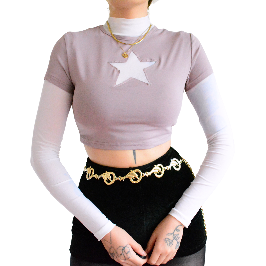 Blusa upcycling estrella mesh