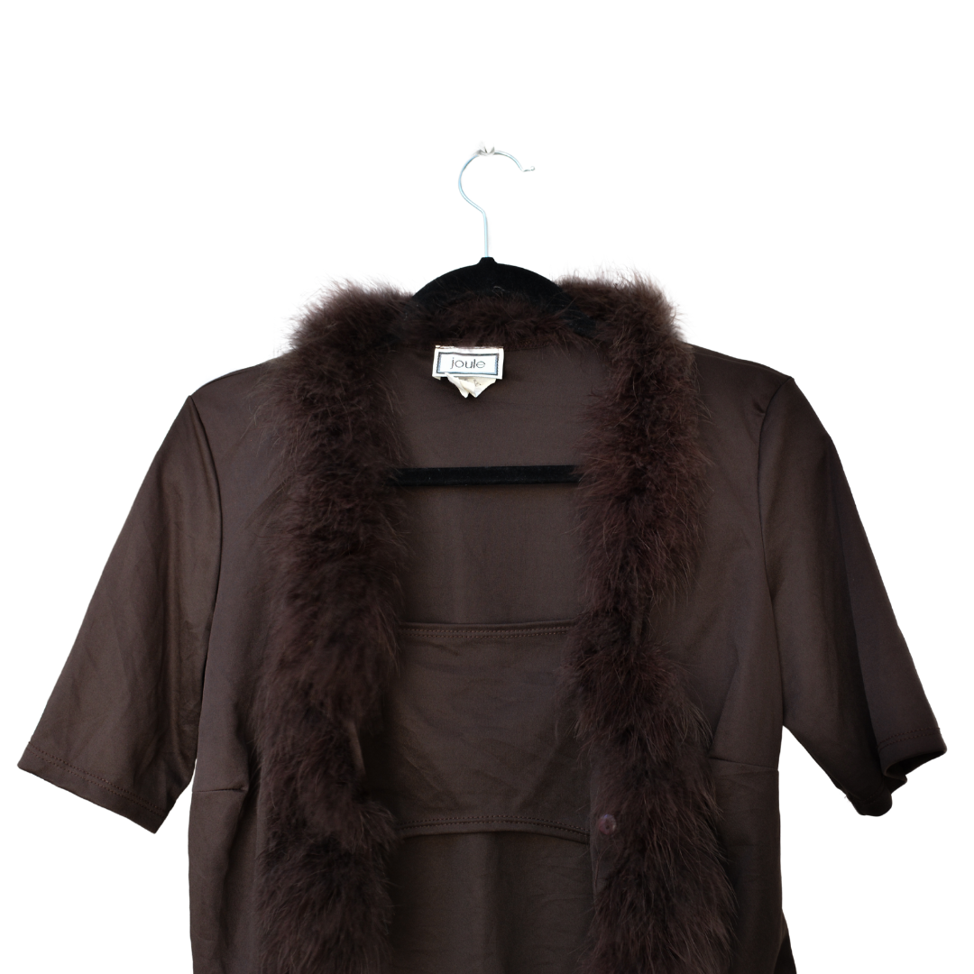 Cardigan con top café