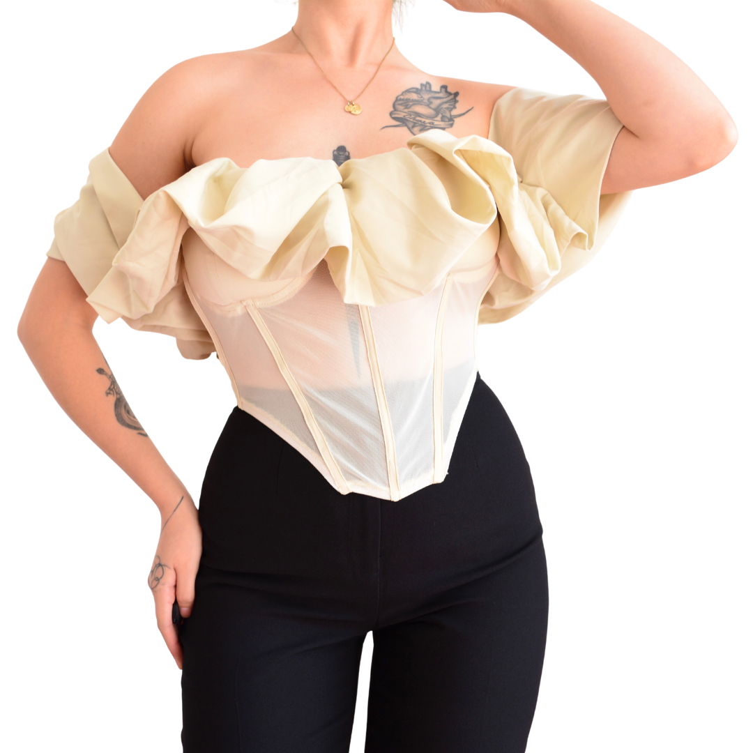 Corset mesh con pliegues