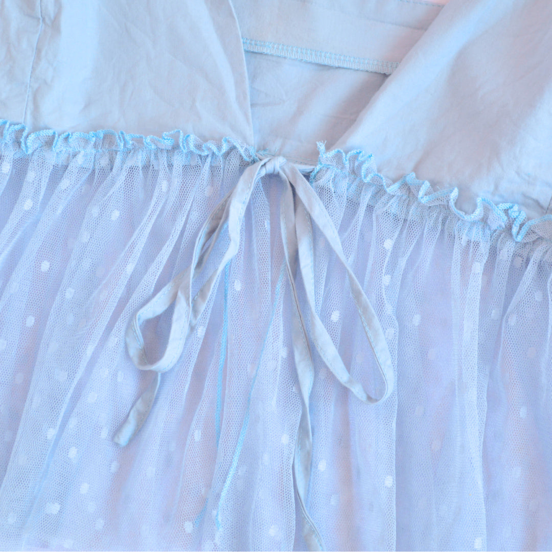Blusa cottage azul mesh