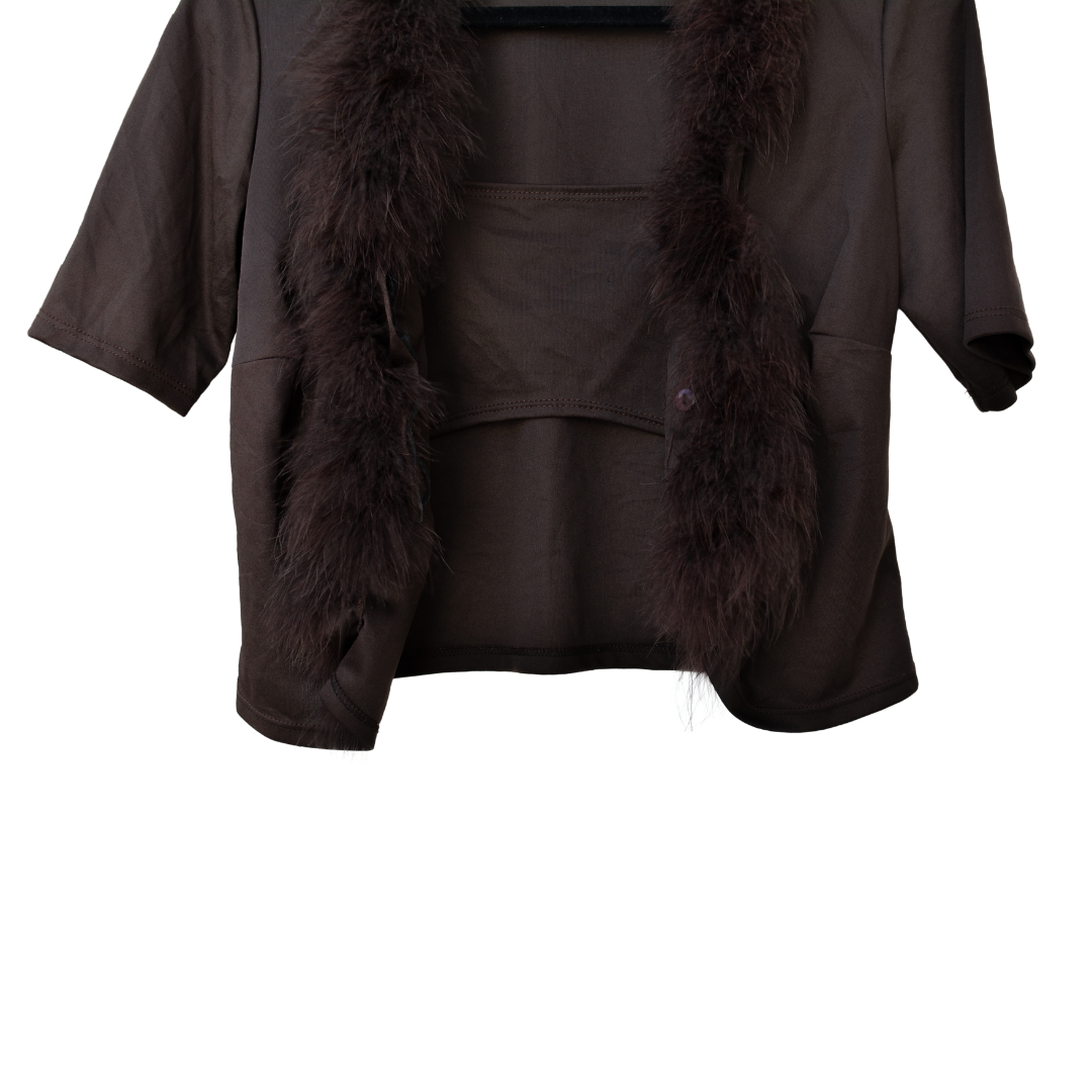 Cardigan con top café