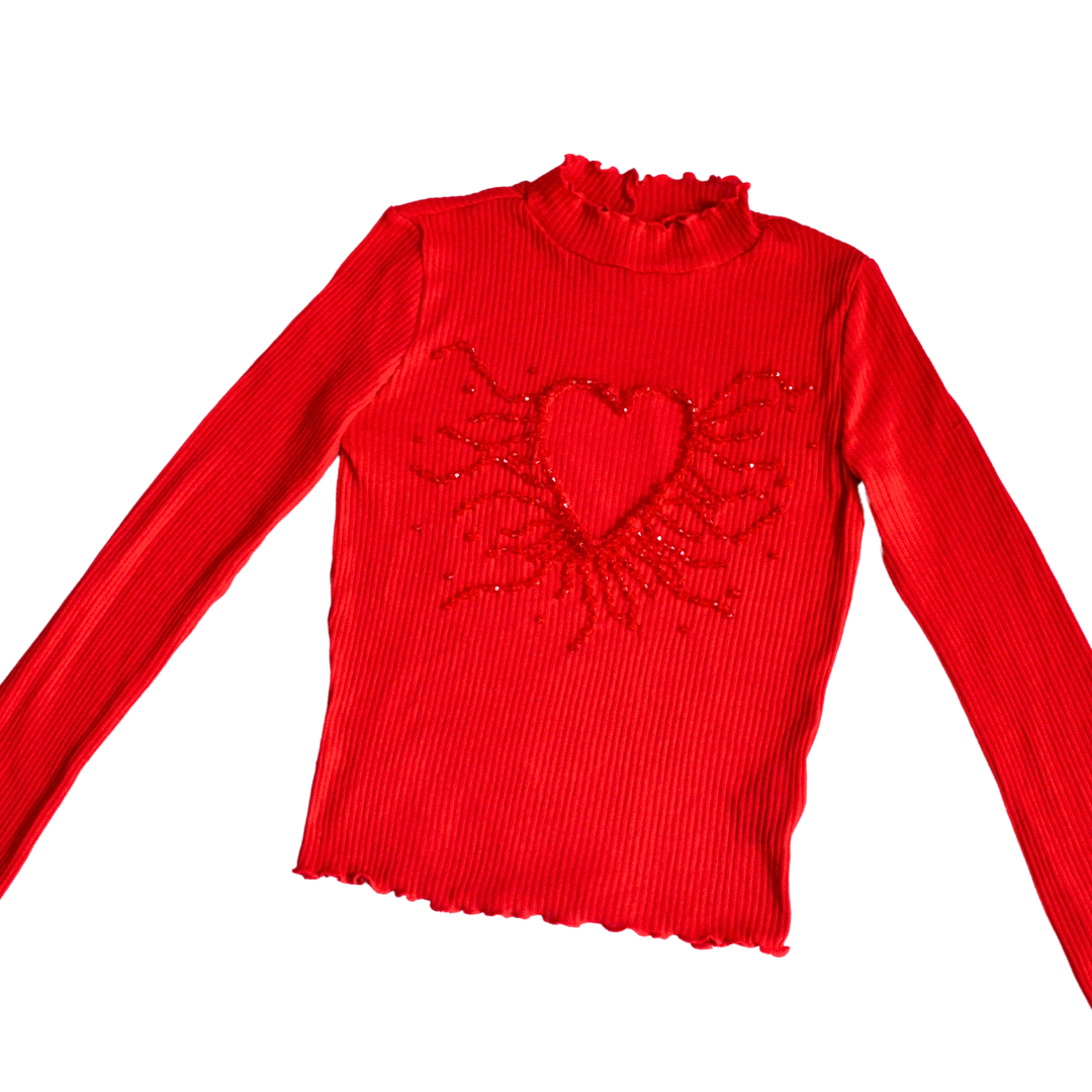 Blusa roja missing heart upclycling
