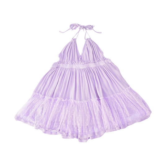 Vestido lila con escote espalda