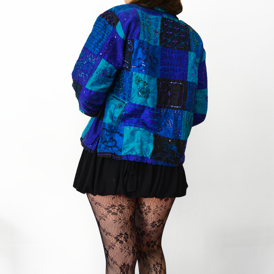 Blusa vintage azul de seda