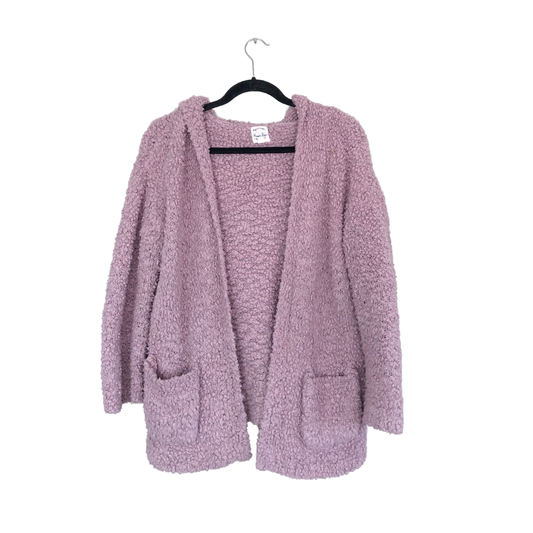 Cardigan rosa con capucha