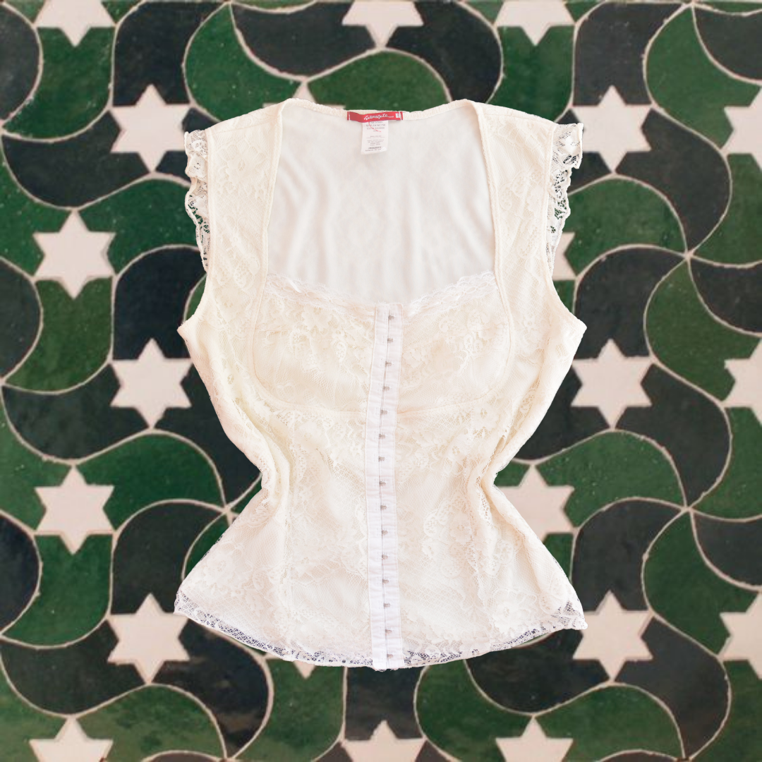 Blusa beige de encaje