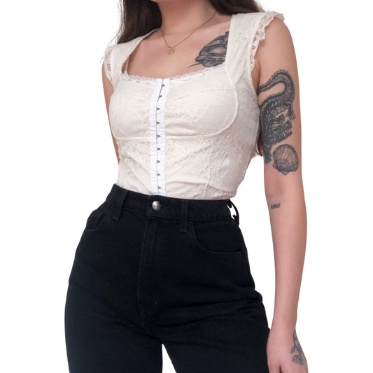 Blusa beige de encaje