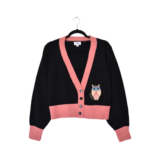 Cardigan con búho bordado
