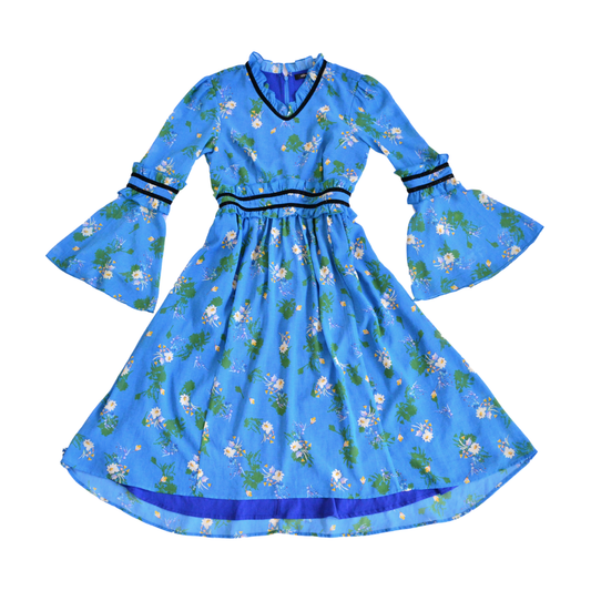 Vestido azul midi de flores