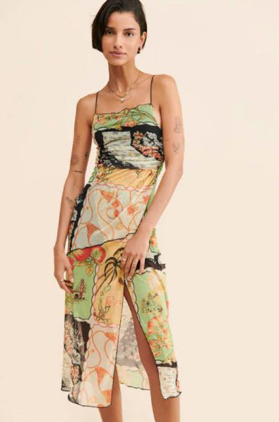 Vestido mesh con postales y mapas