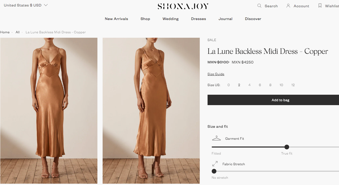 Vestido bronce satinado