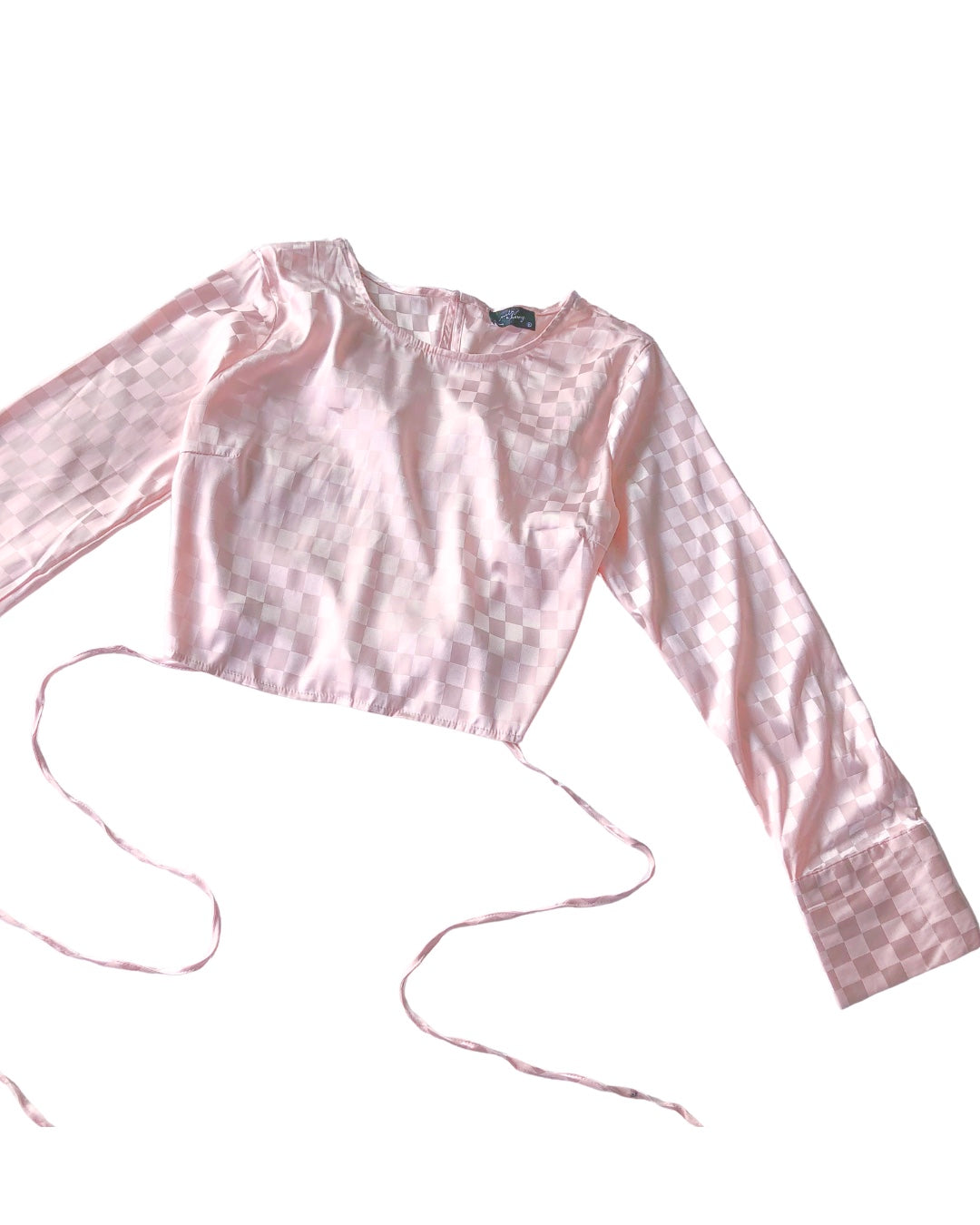Blusa rosa pastel satin escote cruzado