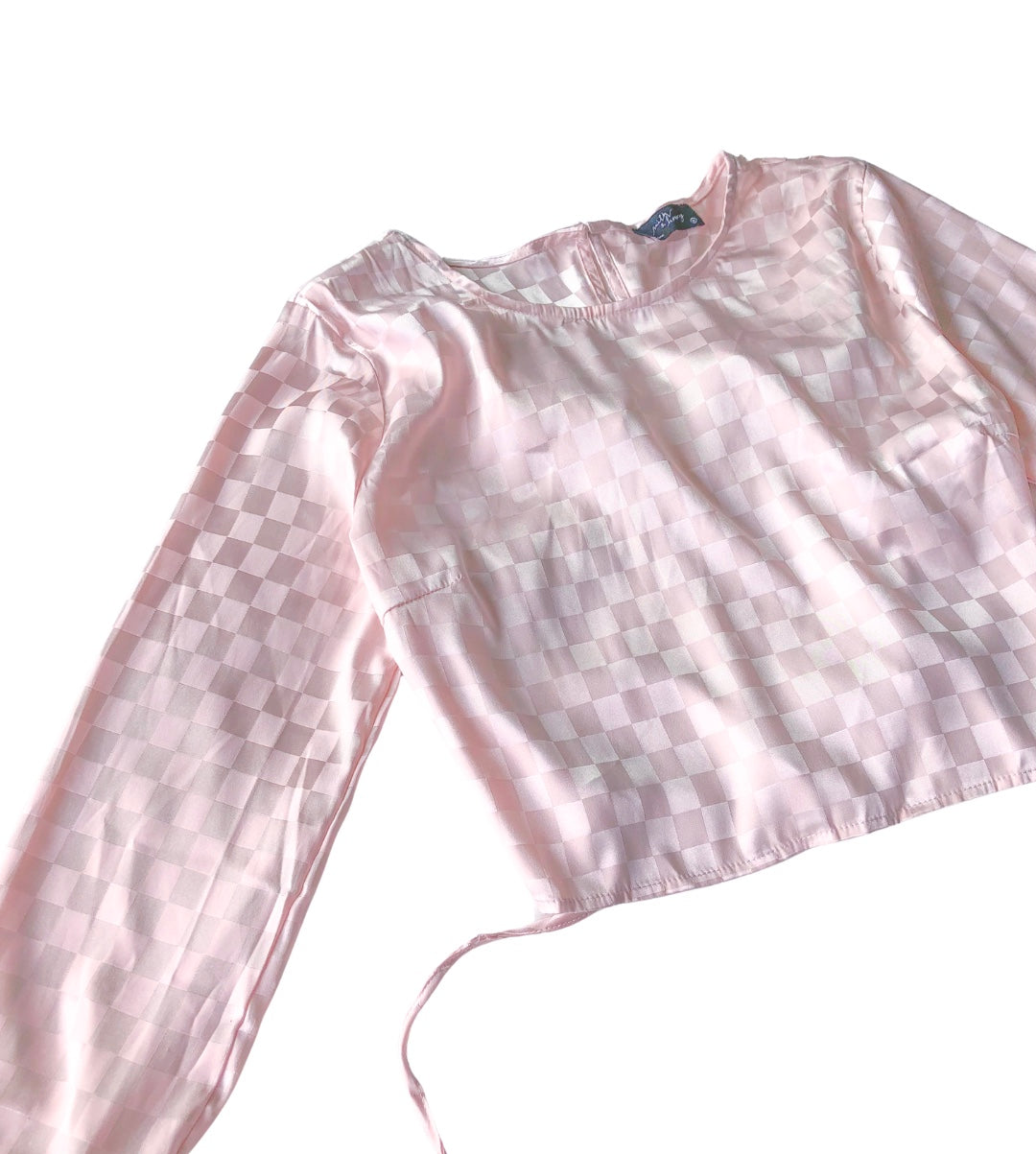 Blusa rosa pastel satin escote cruzado