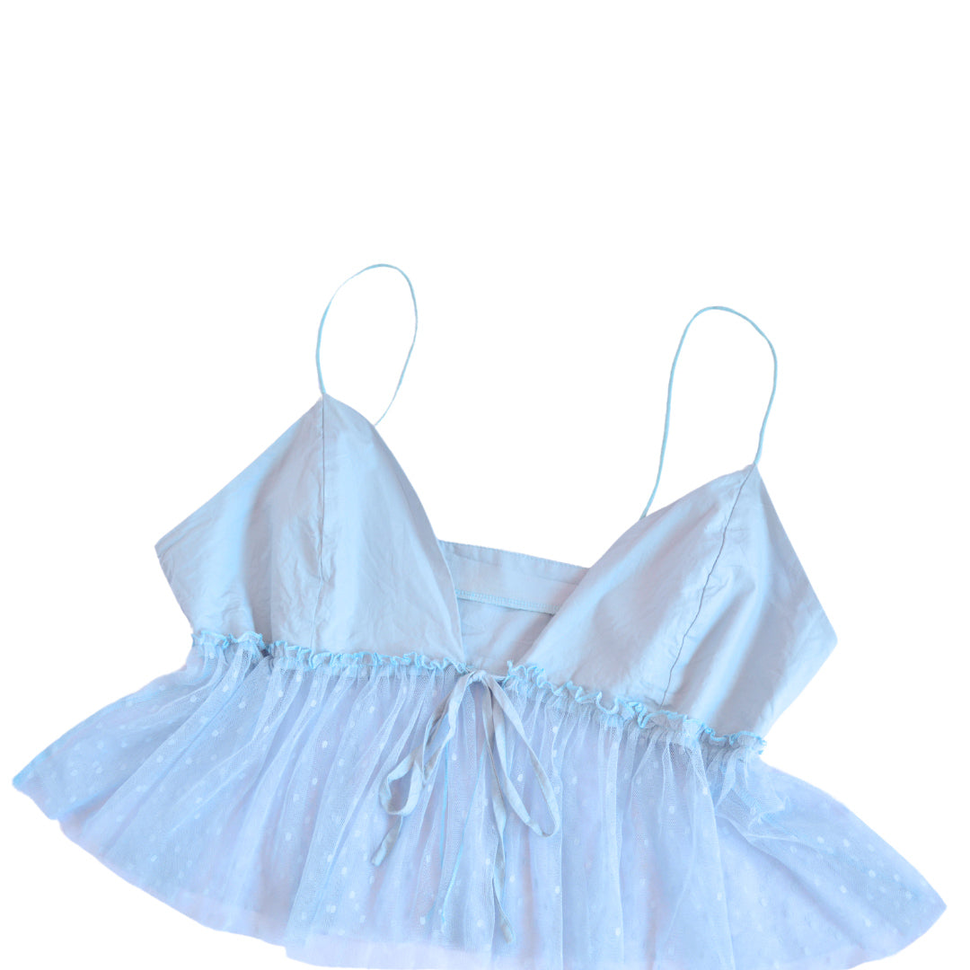 Blusa cottage azul mesh