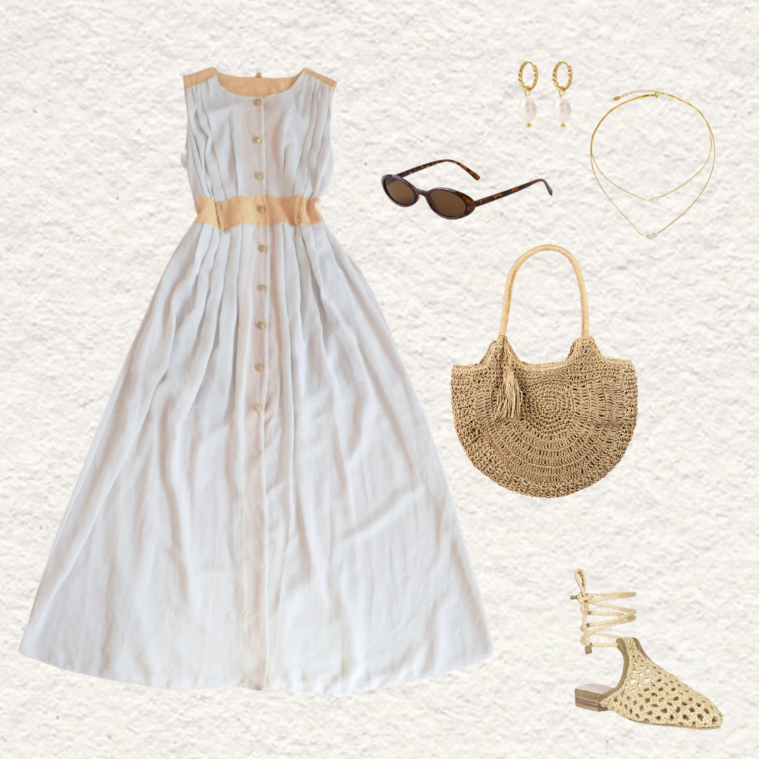 Vestido vintage largo con botones