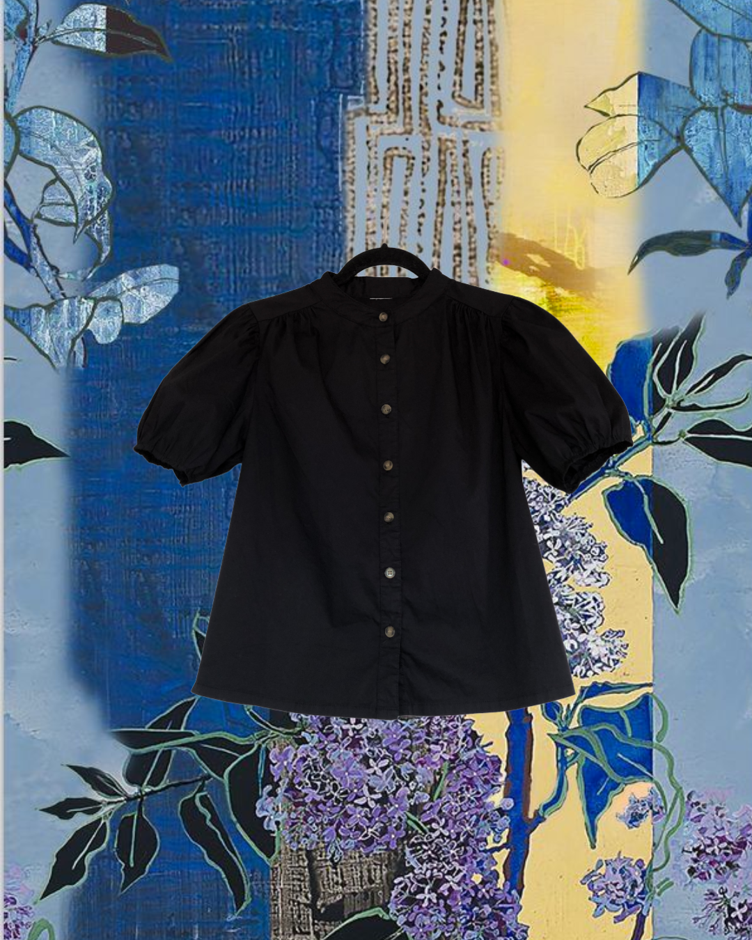Blusa negra mangas globo