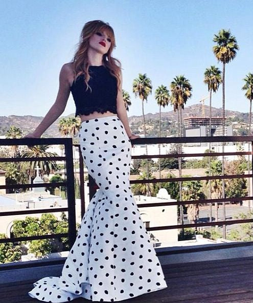 Falda blanca polka dots