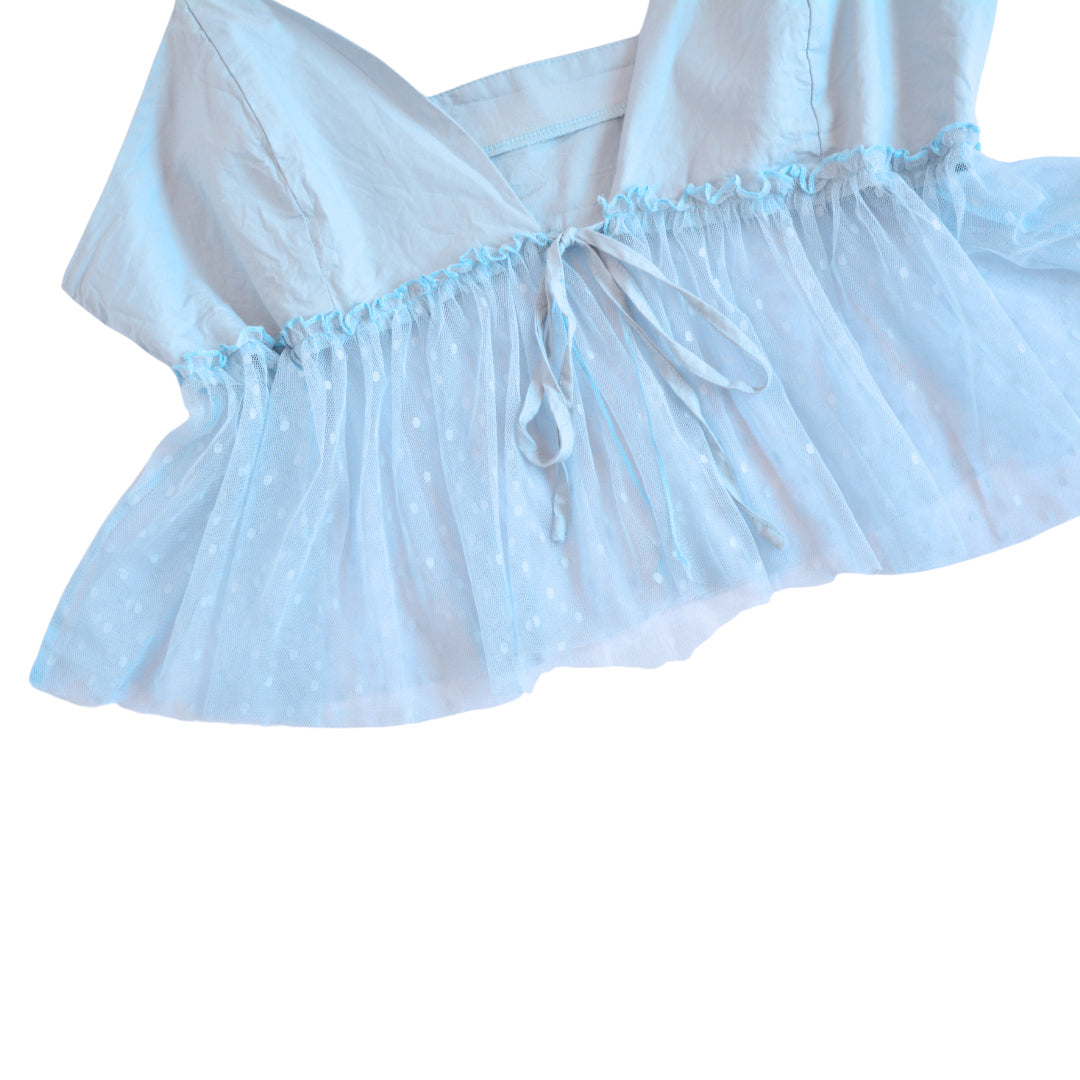 Blusa cottage azul mesh