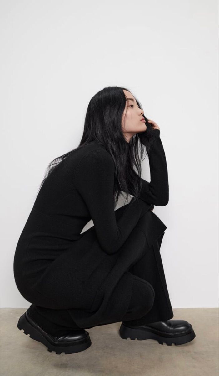 Vestido negro knit largo