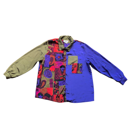 Blusa bicolor con bolsas