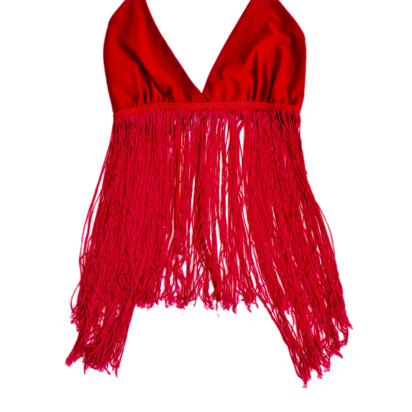 Top rojo con flequillos