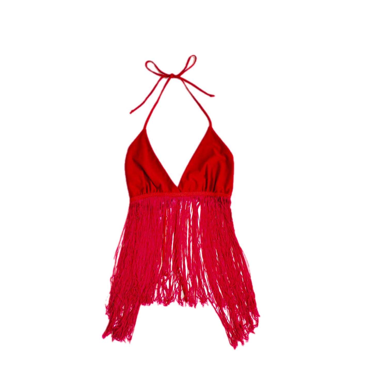 Top rojo con flequillos