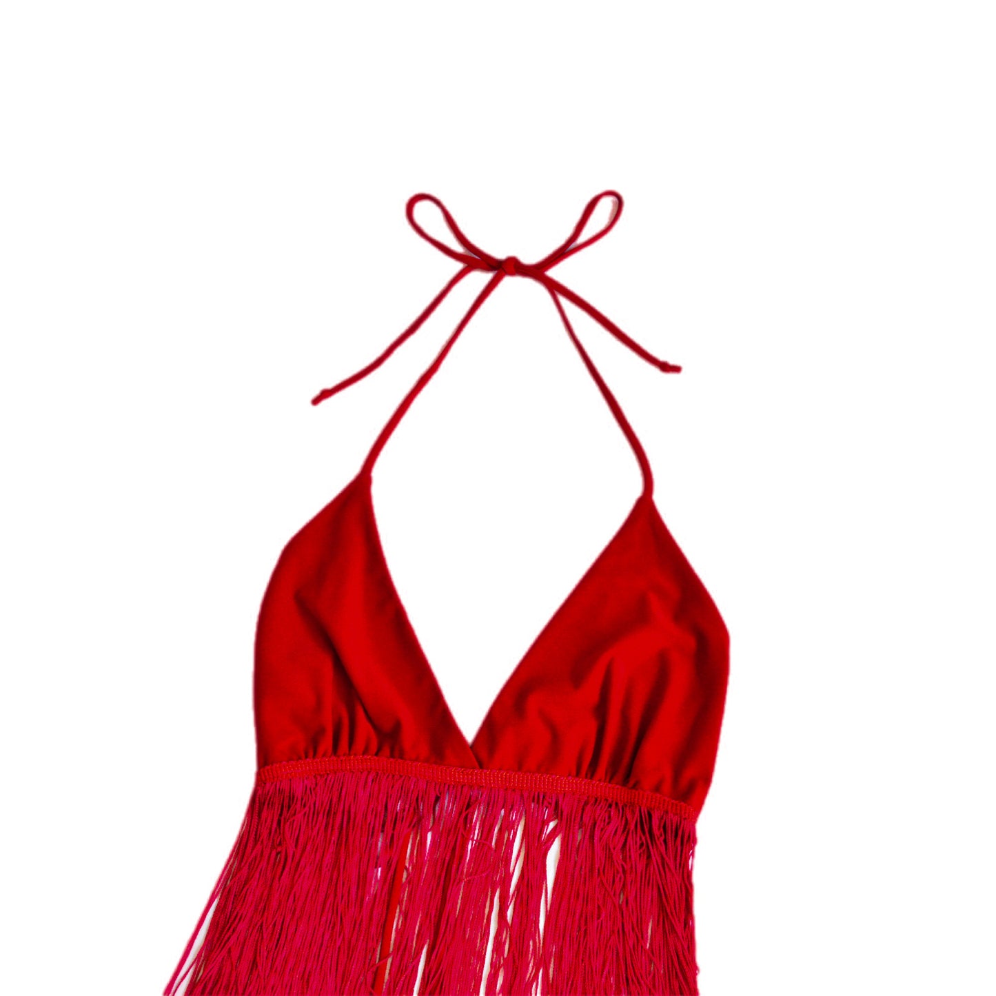Top rojo con flequillos