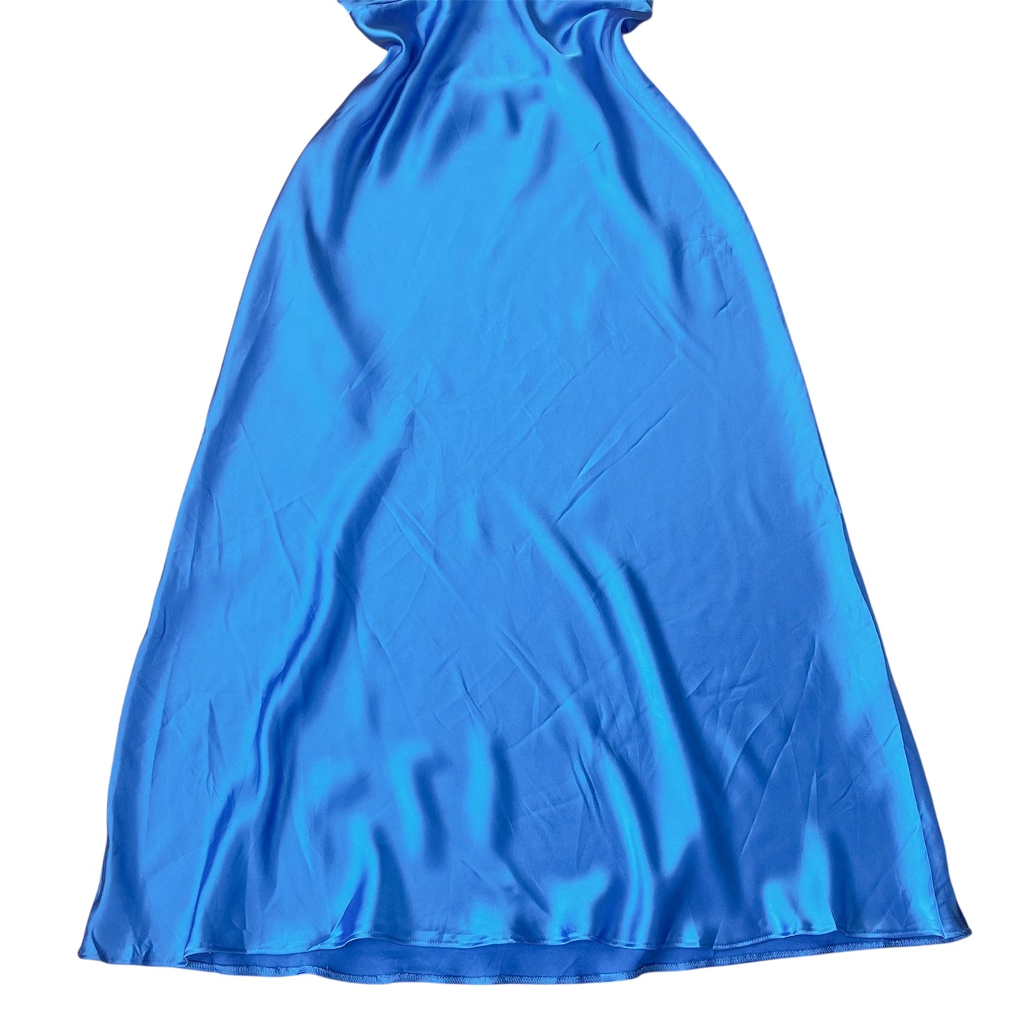 Vestido azul satinado escotado
