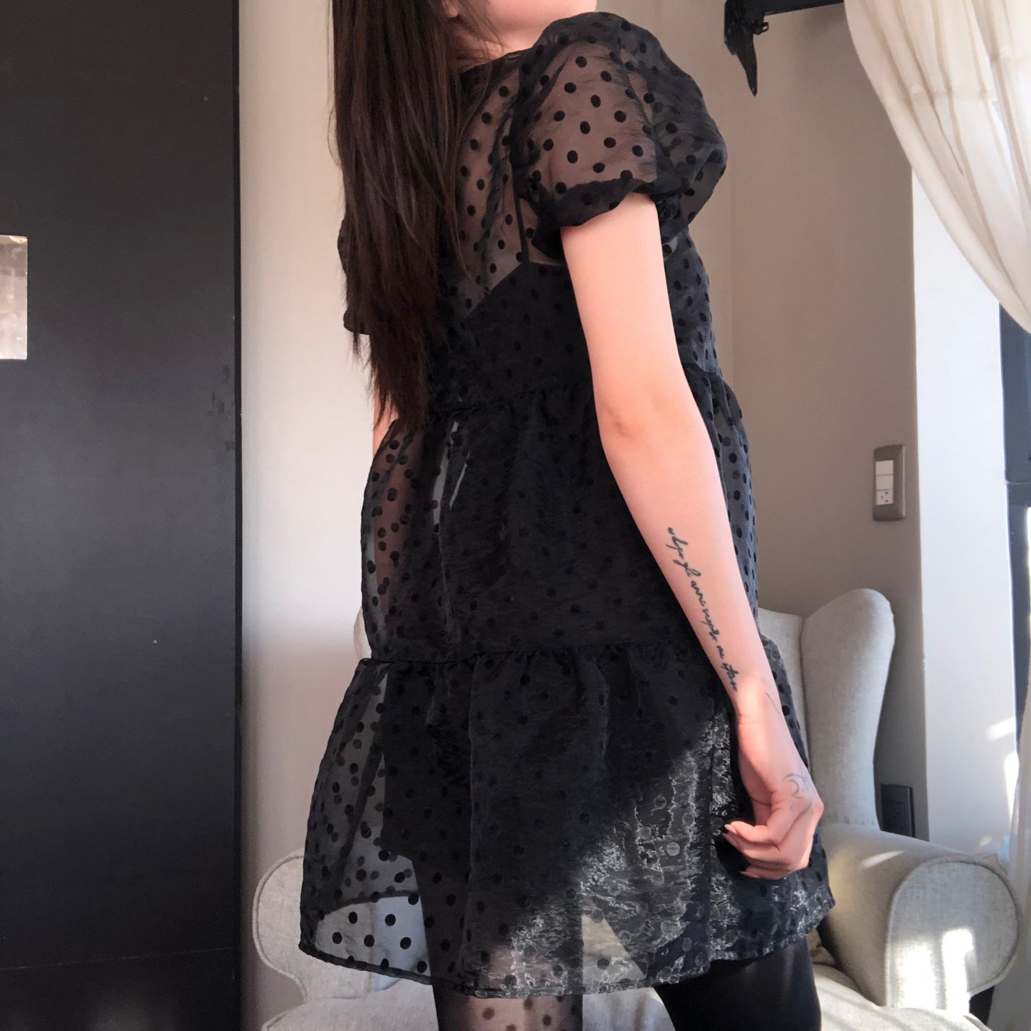 Vestido negro polka dots