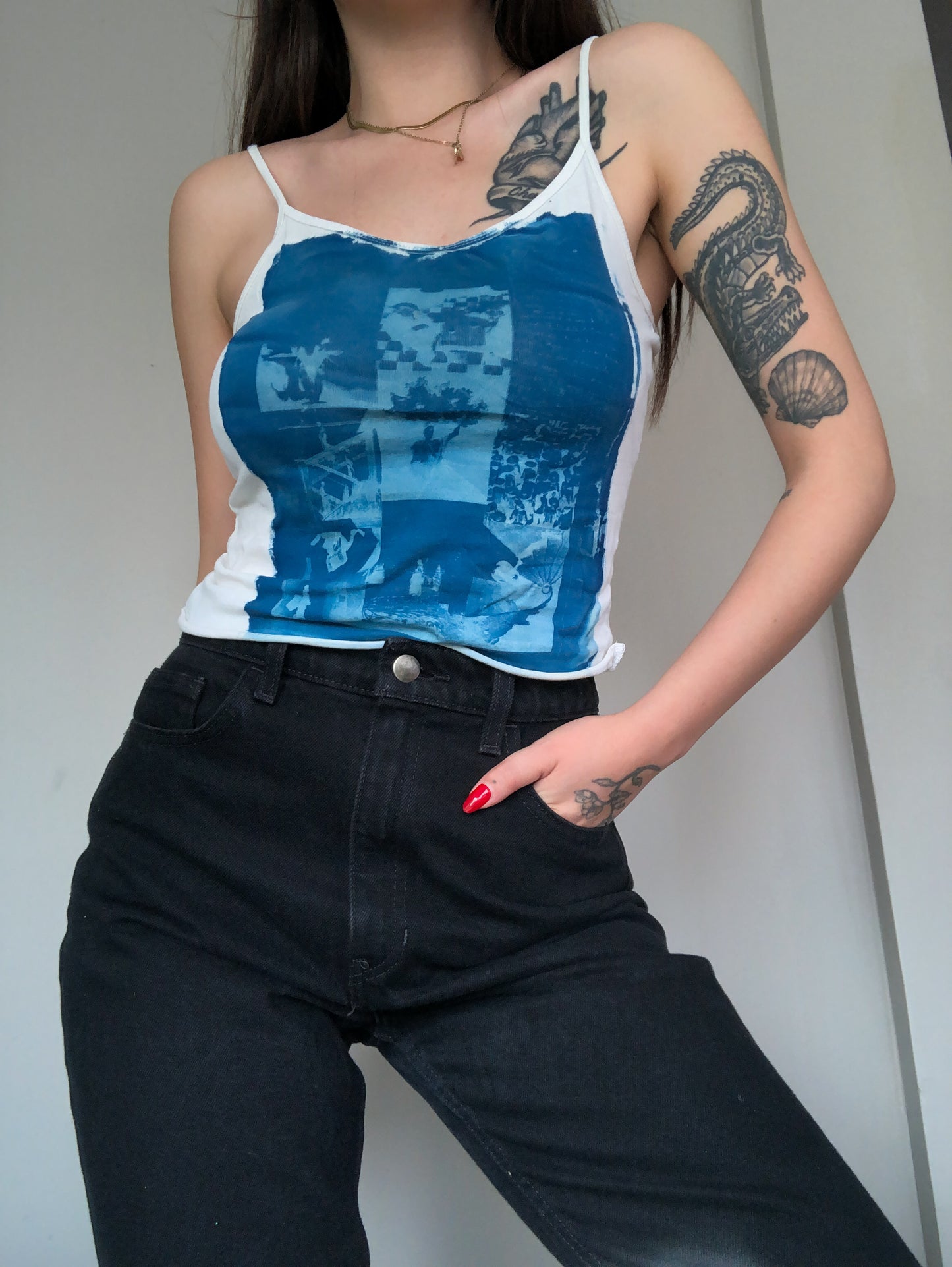 Blusa impresión cianotipia