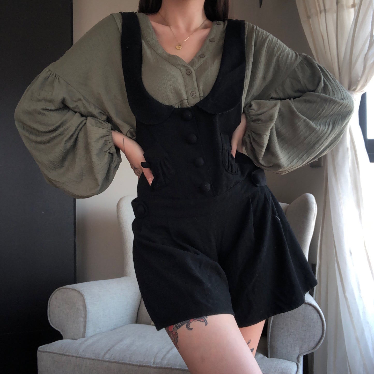 Jumper negro de lana 90s