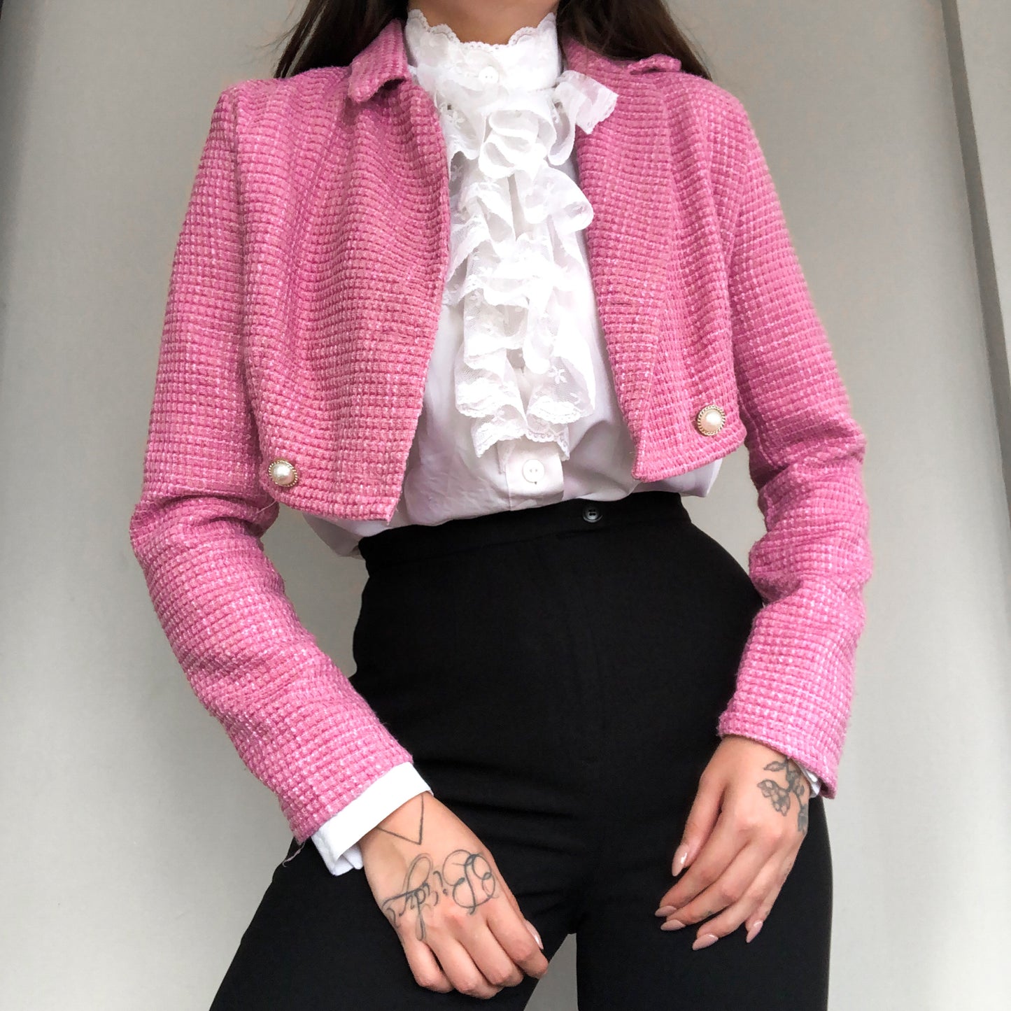 Blazer rosa 90s cropped