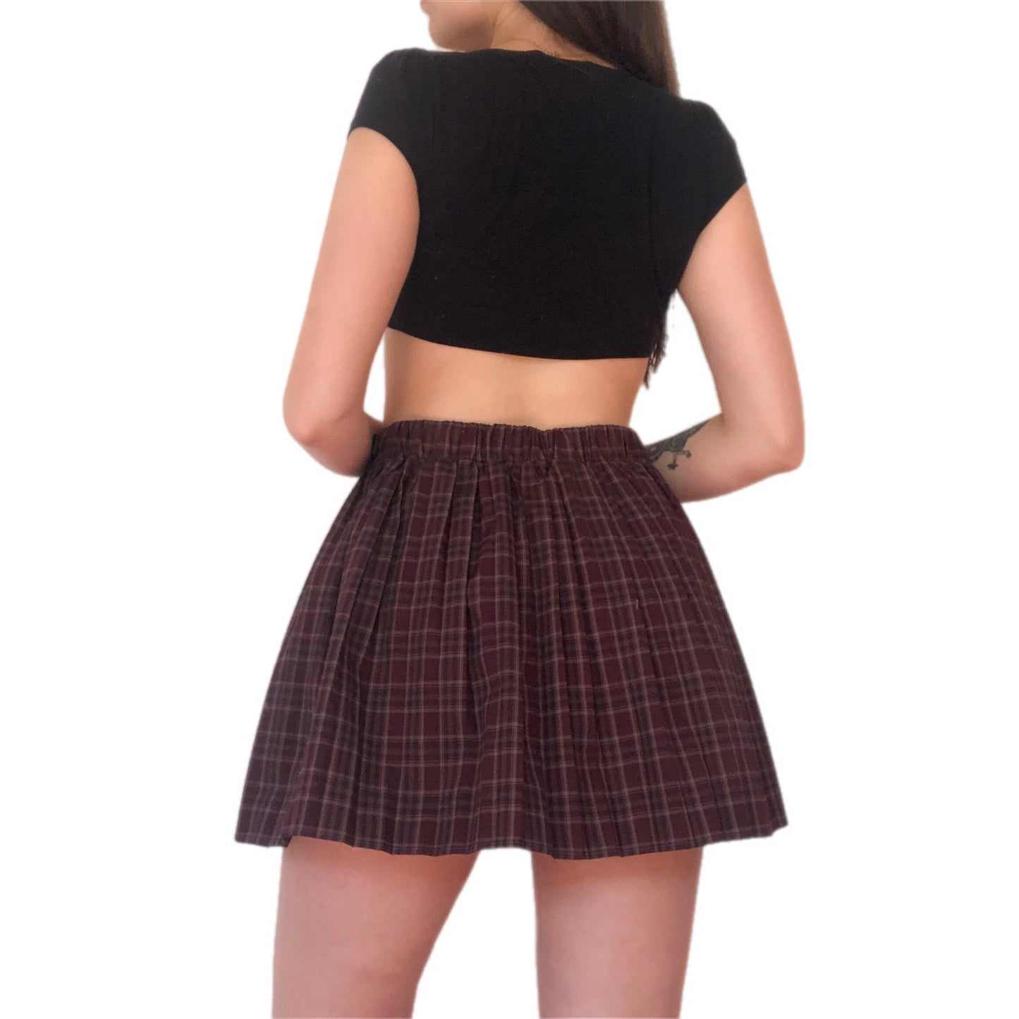 Falda plaid vino