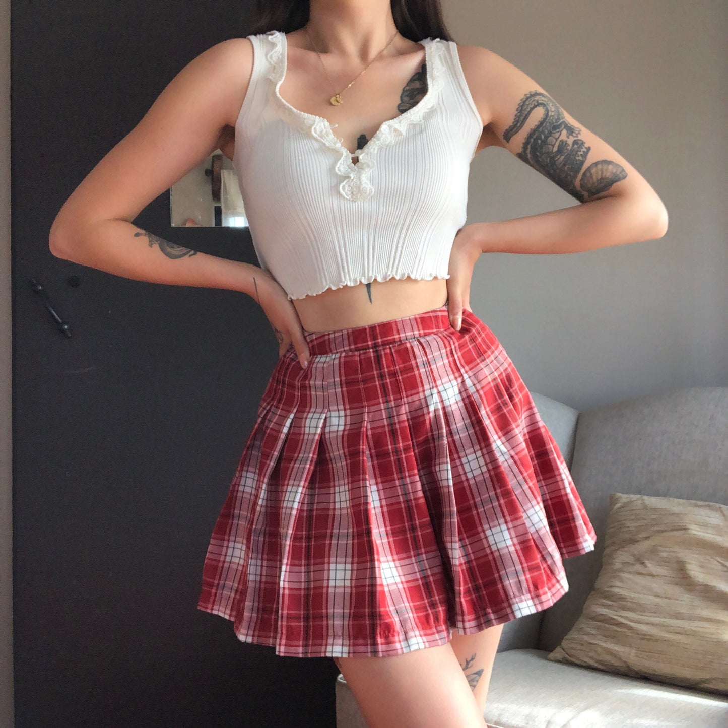 Miniskirt tableada roja