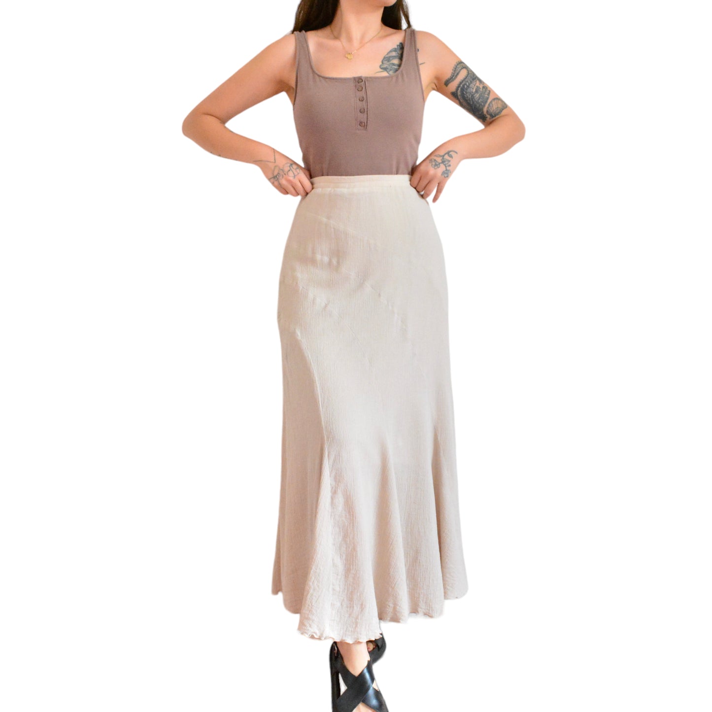 Falda larga beige