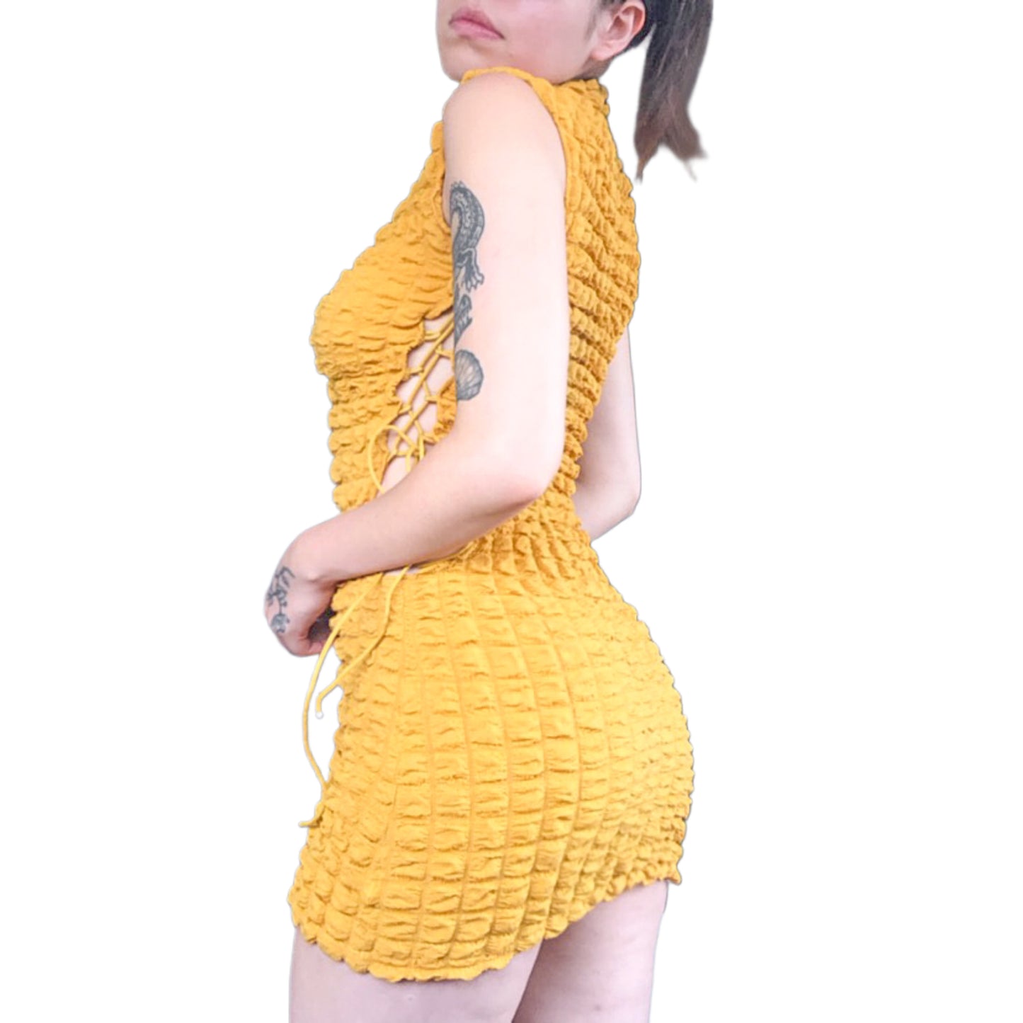 Vestido amarillo popcorn