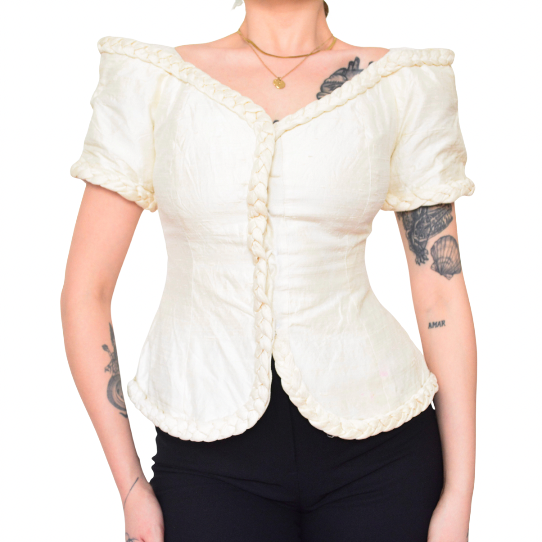 Blusa de seda champagne