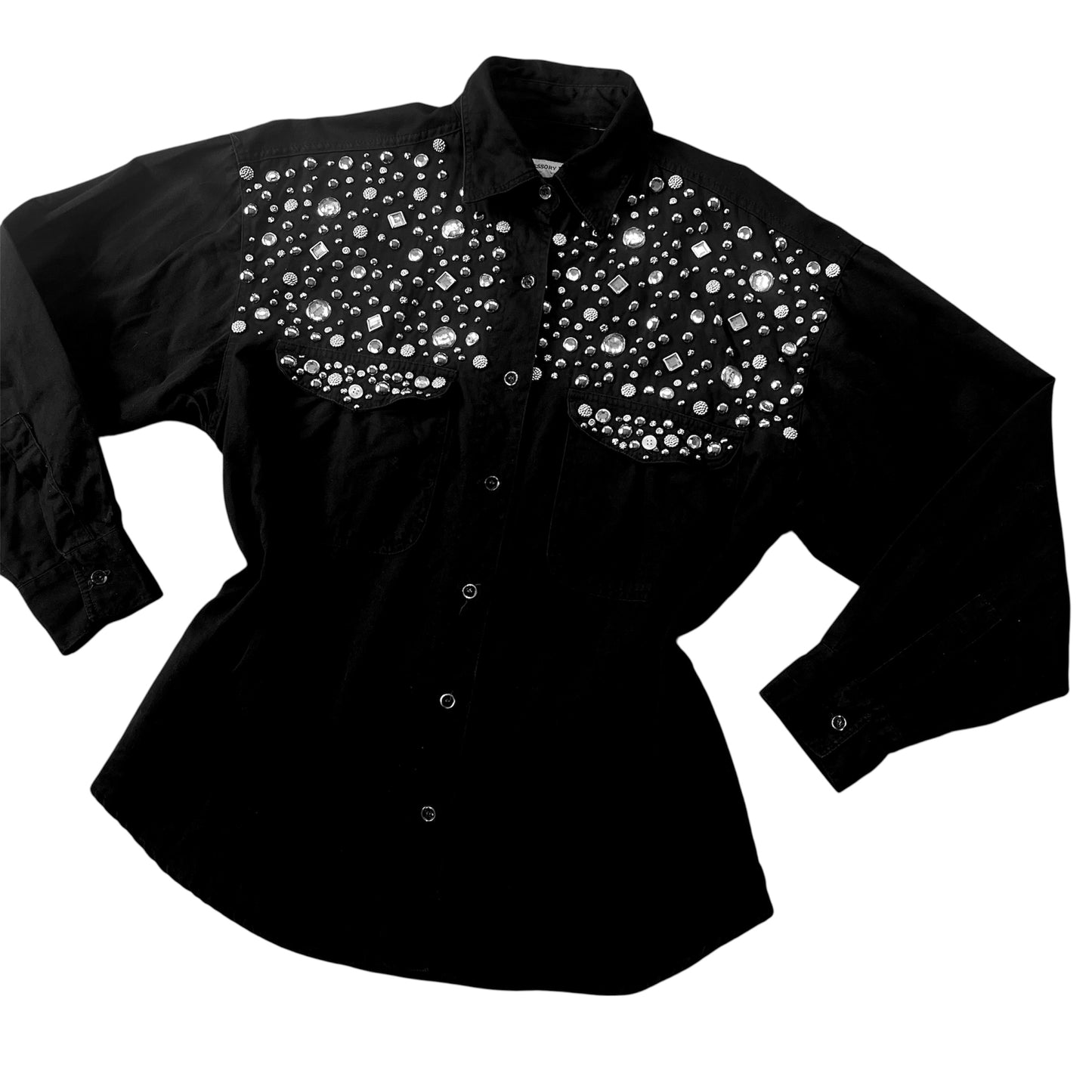 Camisa negra 80s con pedrería