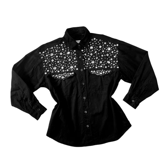 Camisa negra 80s con pedrería