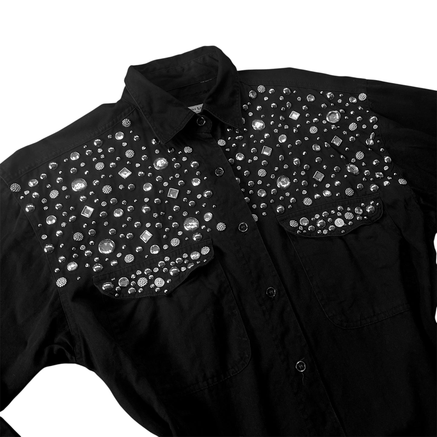 Camisa negra 80s con pedrería