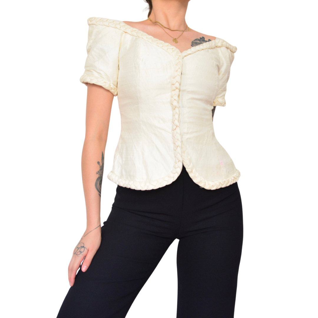 Blusa de seda champagne