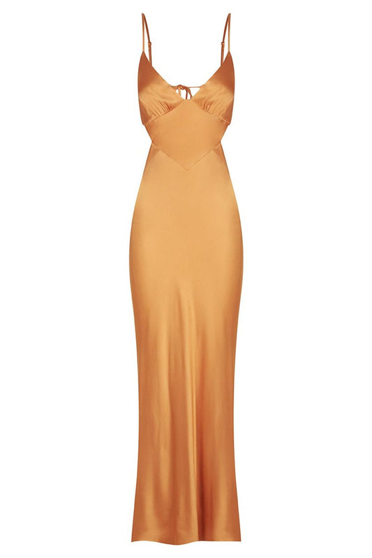 Vestido bronce satinado