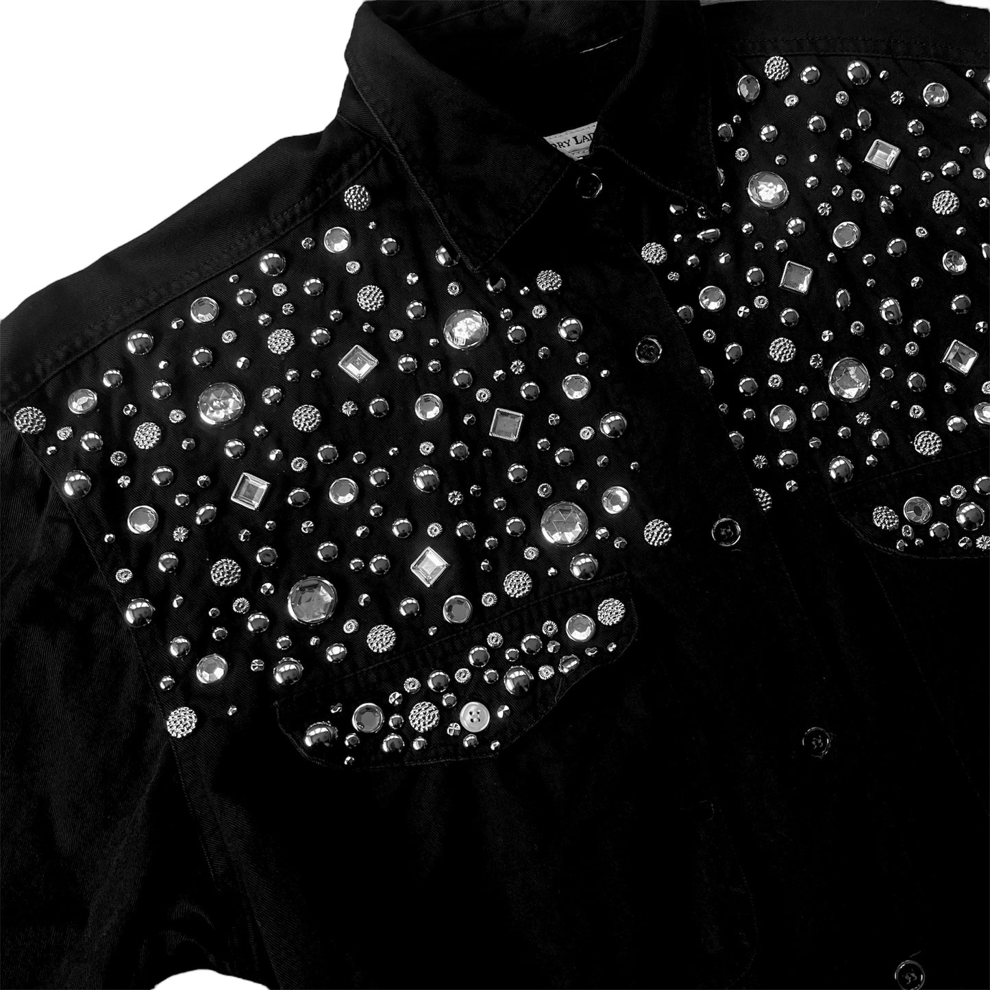 Camisa negra 80s con pedrería